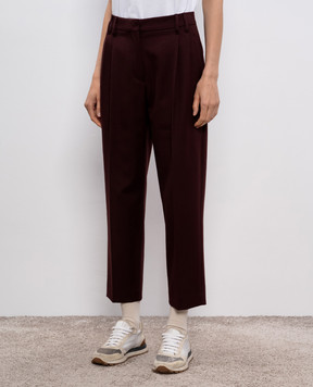 Brunello Cucinelli Burgundy pants with a monil chain MP126P8308
