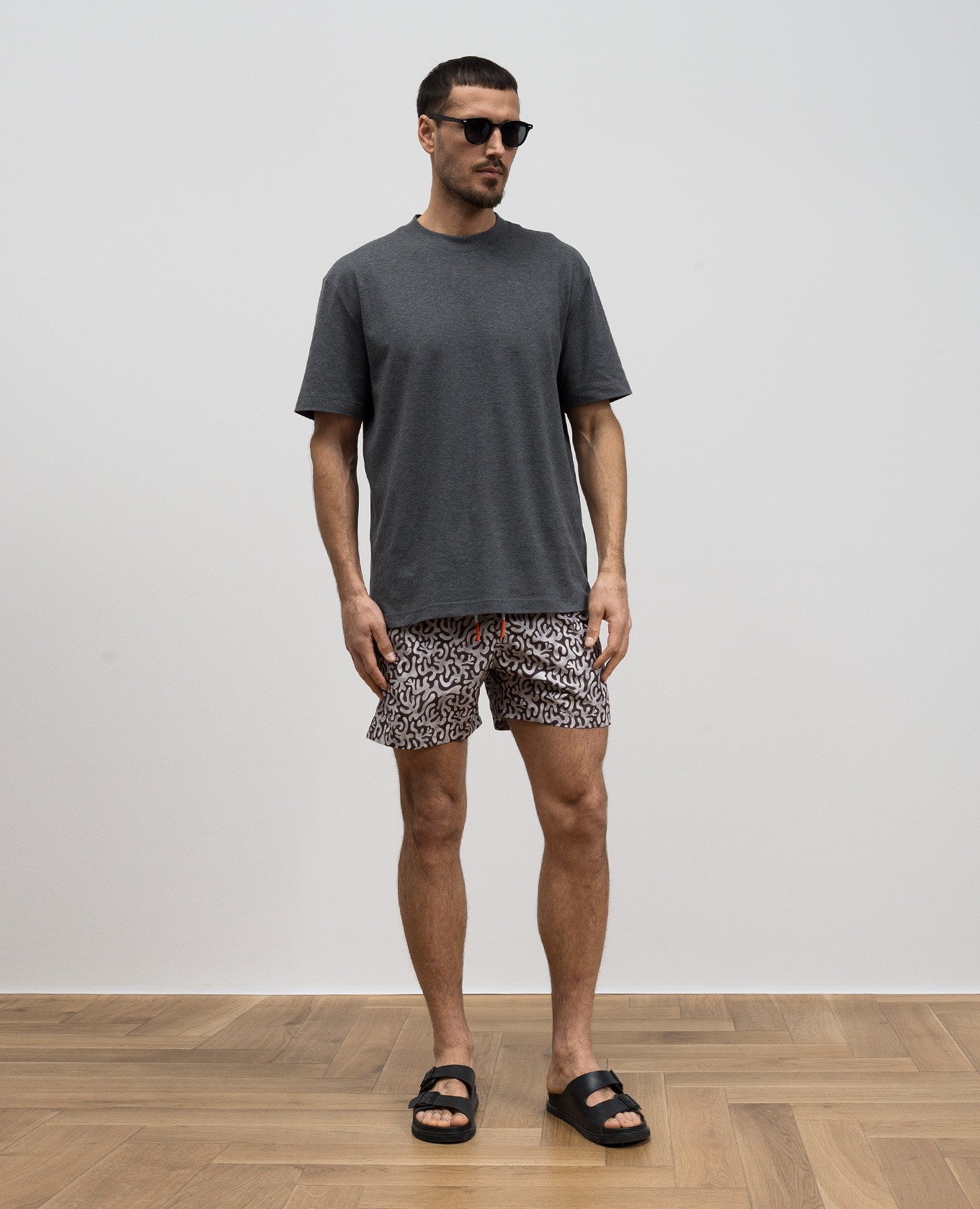 

Brown printed swim shorts ISAIA