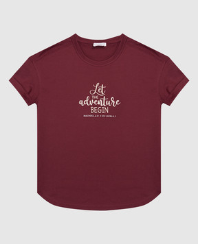 Brunello Cucinelli Children's burgundy T-shirt with embroidery B0T81T477B