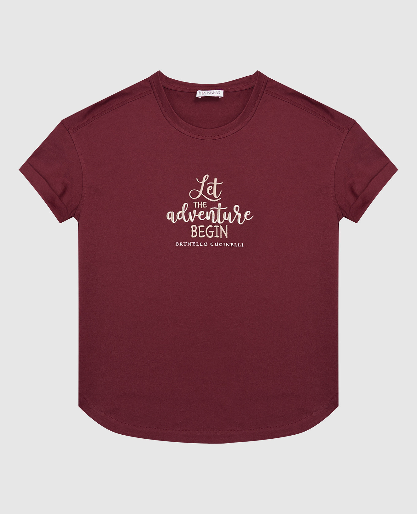 Children&#39;s burgundy T-shirt with embroidery Brunello Cucinelli