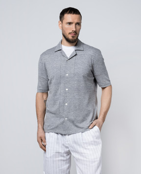 Brunello Cucinelli Gray melange cardigan with linen M2L00365