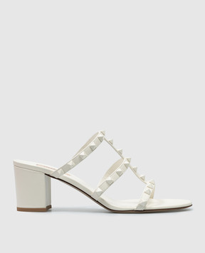 Valentino Rockstud white leather mules 4W2S0C47VB8