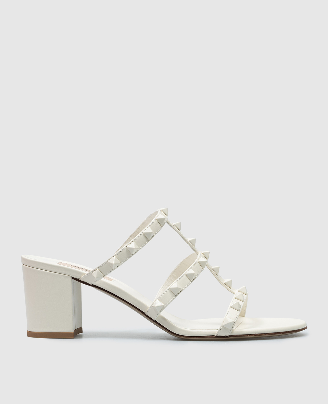 Rockstud white leather mules valentino