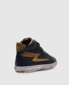 Zecchino D'oro Children's blue leather high-tops with a worn effect N1212481922