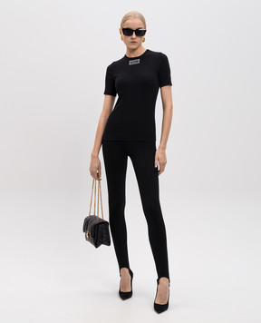 Versace Black ribbed T-shirt with logo patch 10180991A12908