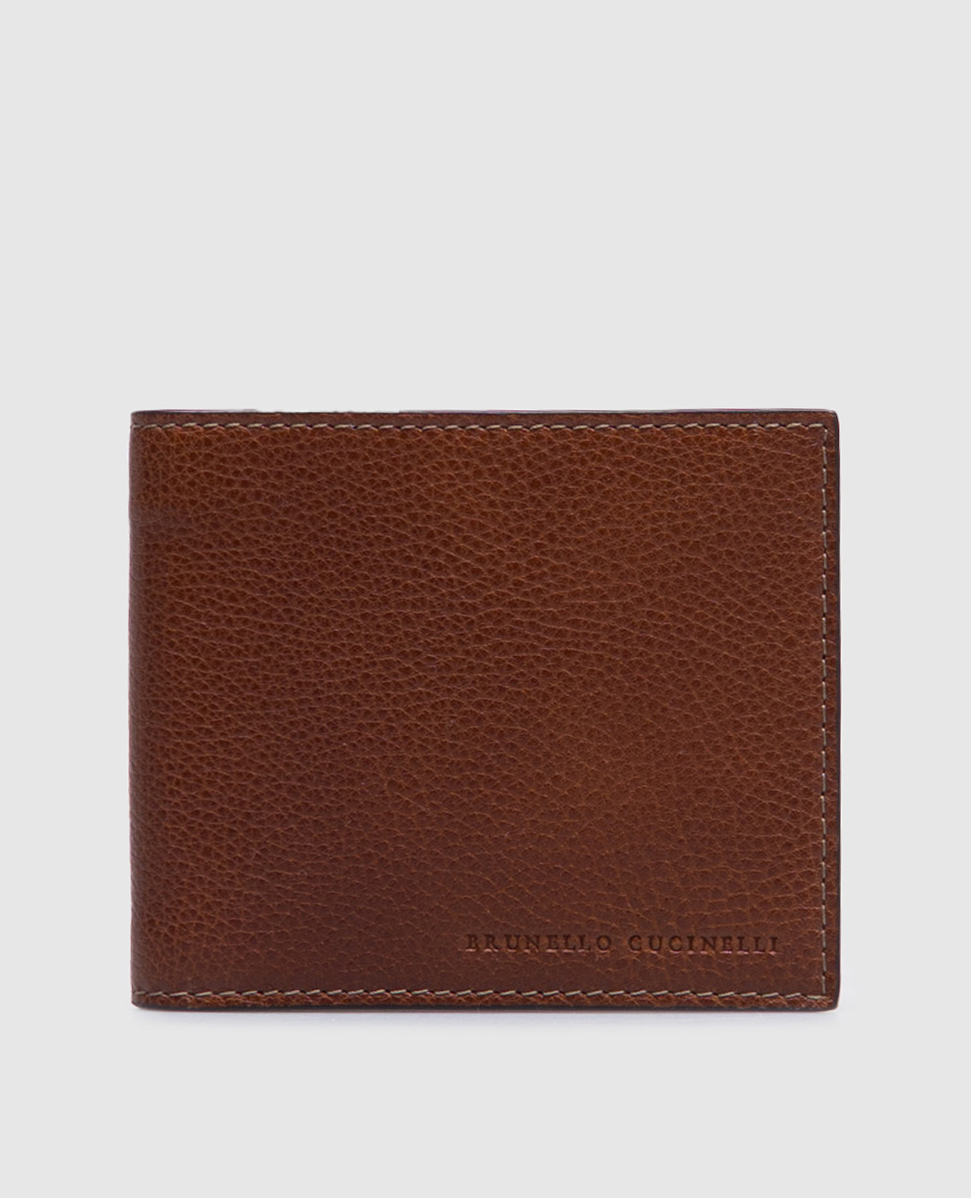 

Brown leather wallet with logo embossing Brunello Cucinelli
