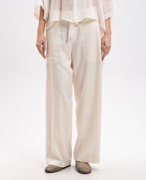 Y`S Yamamoto White pants with linen YTP03229