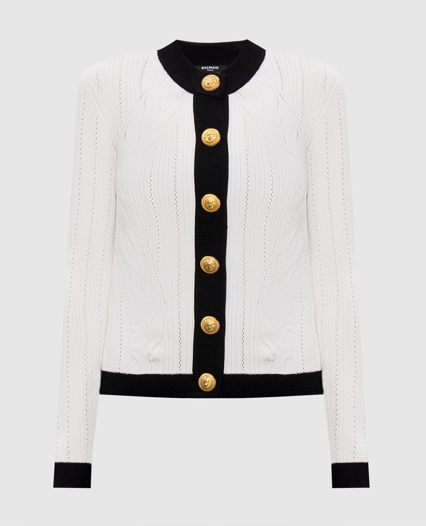 

White cardigan with contrast trim Balmain