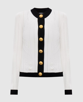 Balmain White cardigan with contrast trim FF1KL191KI64