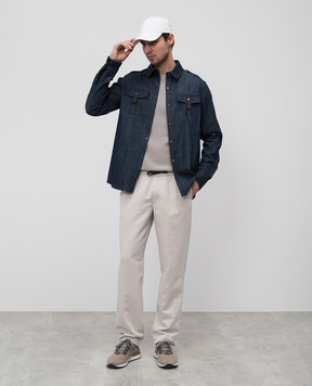 Sease Camicia blue denim shirt with reflective branded patches JJ043TN413