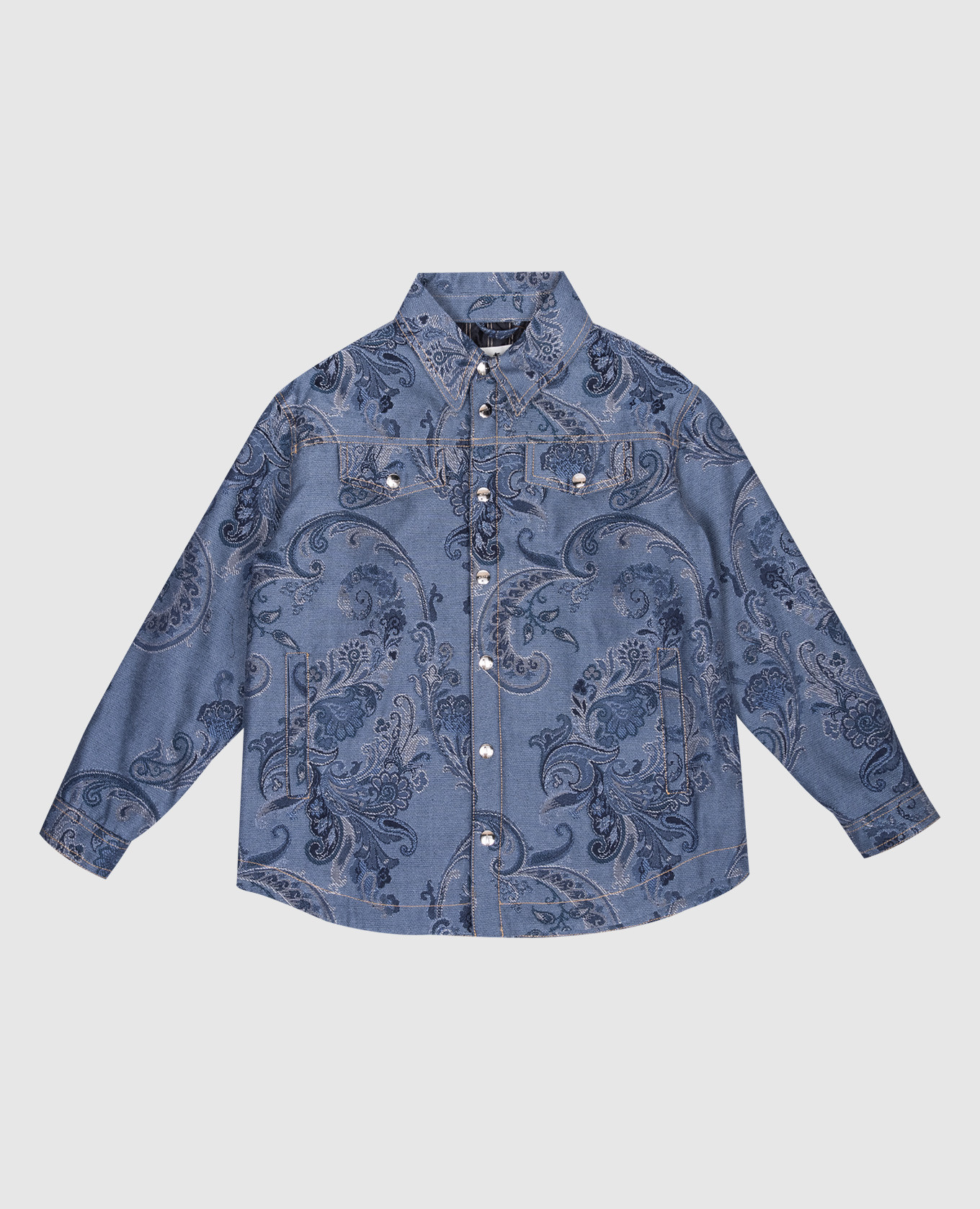 Children's blue denim jacket in a floral print etro