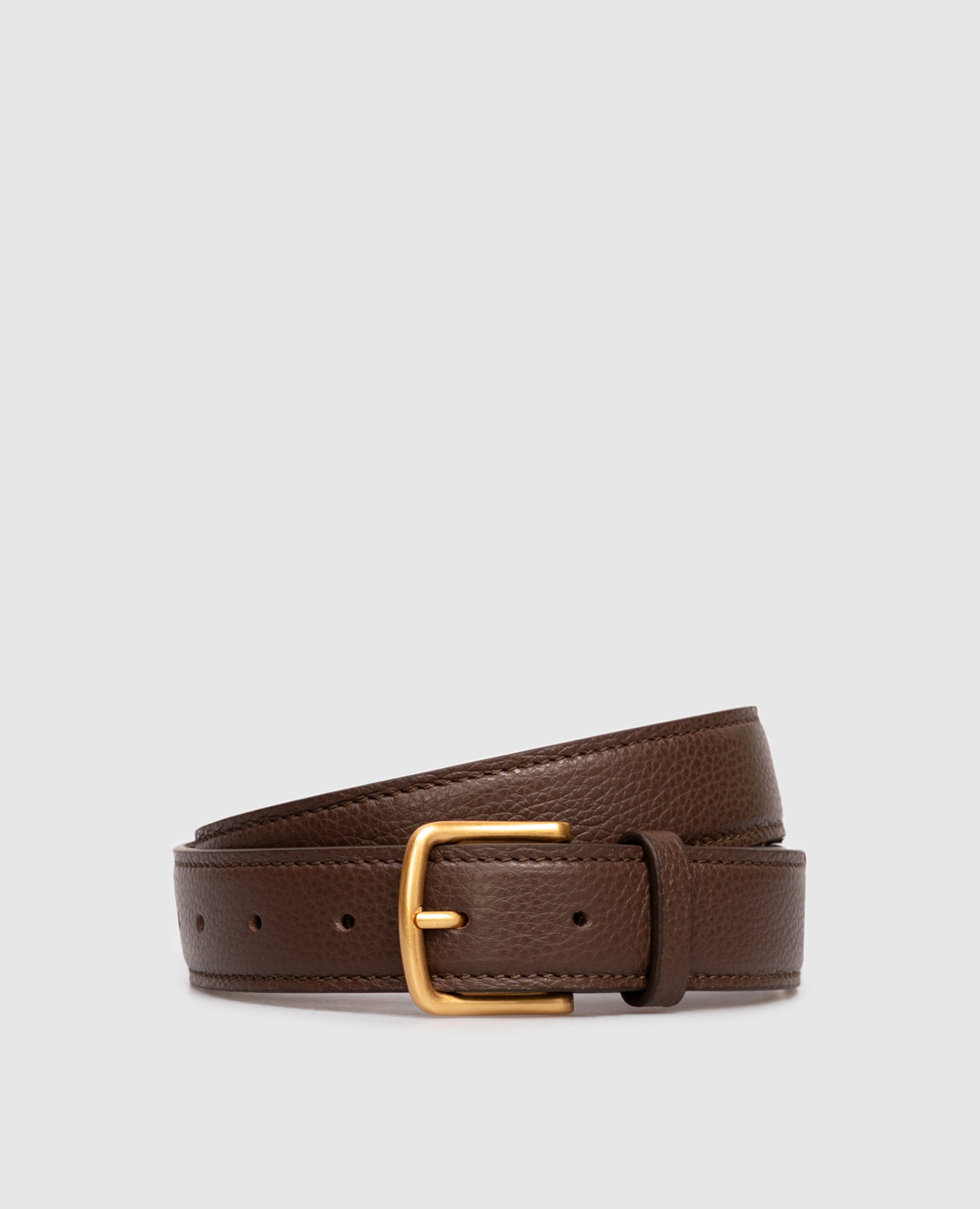 

Brown embossed leather belt with gold buckle Babe Pay Pls