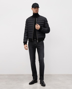 Be Florence Black down bomber jacket with logo patch BE25M100