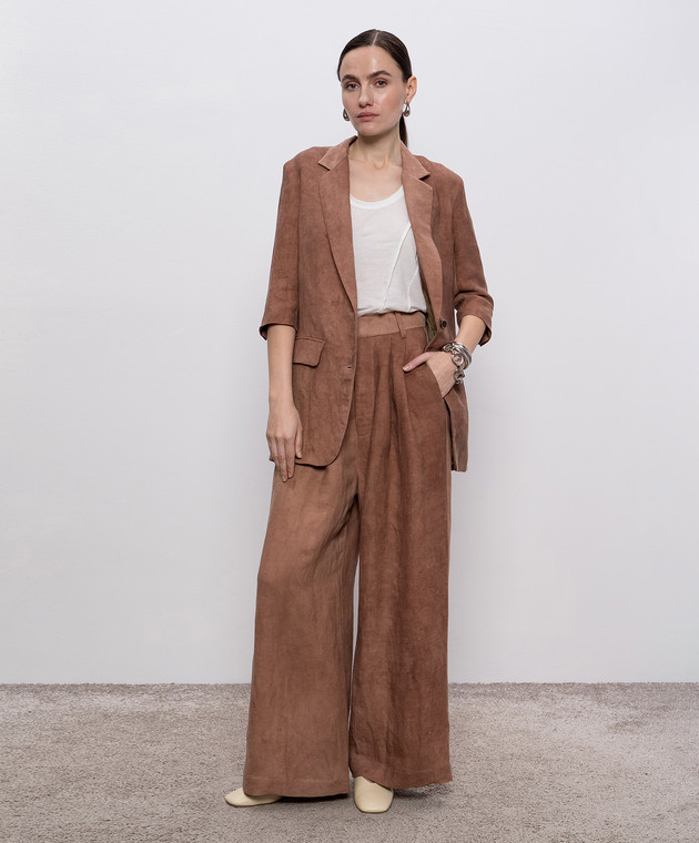 パンツ UMA WANG Woman Pants Brown UW3016 UW50 UMA WANG - Brown Paella linen pants UW3016 - shop with