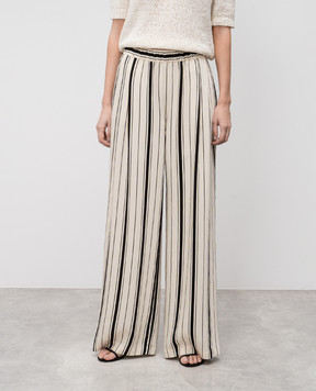 Twinset Beige striped pants with logo 251LB2CBB