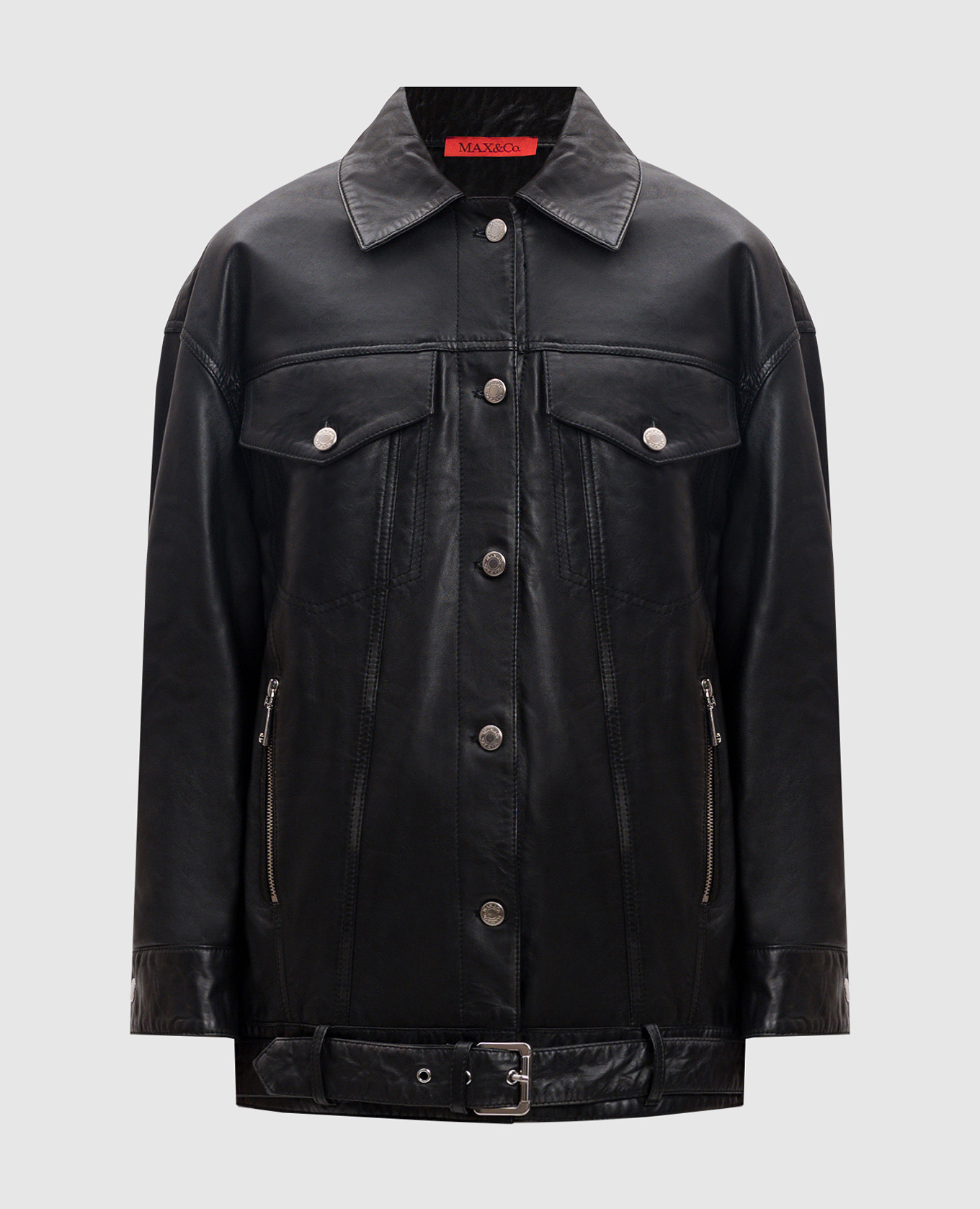 Black leather jacket BEGONIA Max & Co