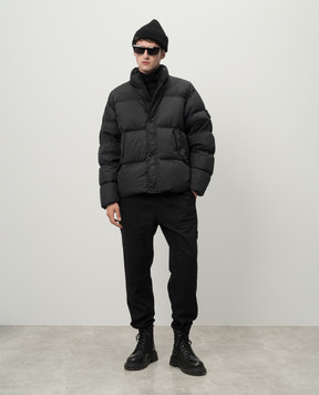 Stone Island Black puffer jacket with detachable logo patch 811540123