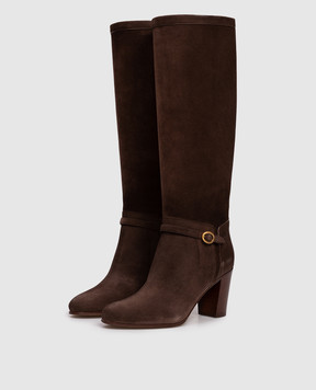 Valentino Brown suede Pattie Crust boots with emblem 7W2S0LD6DHU