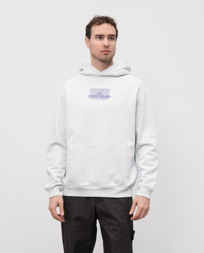 Stone Island Grey hoodie with logo print K1S156100660S0094