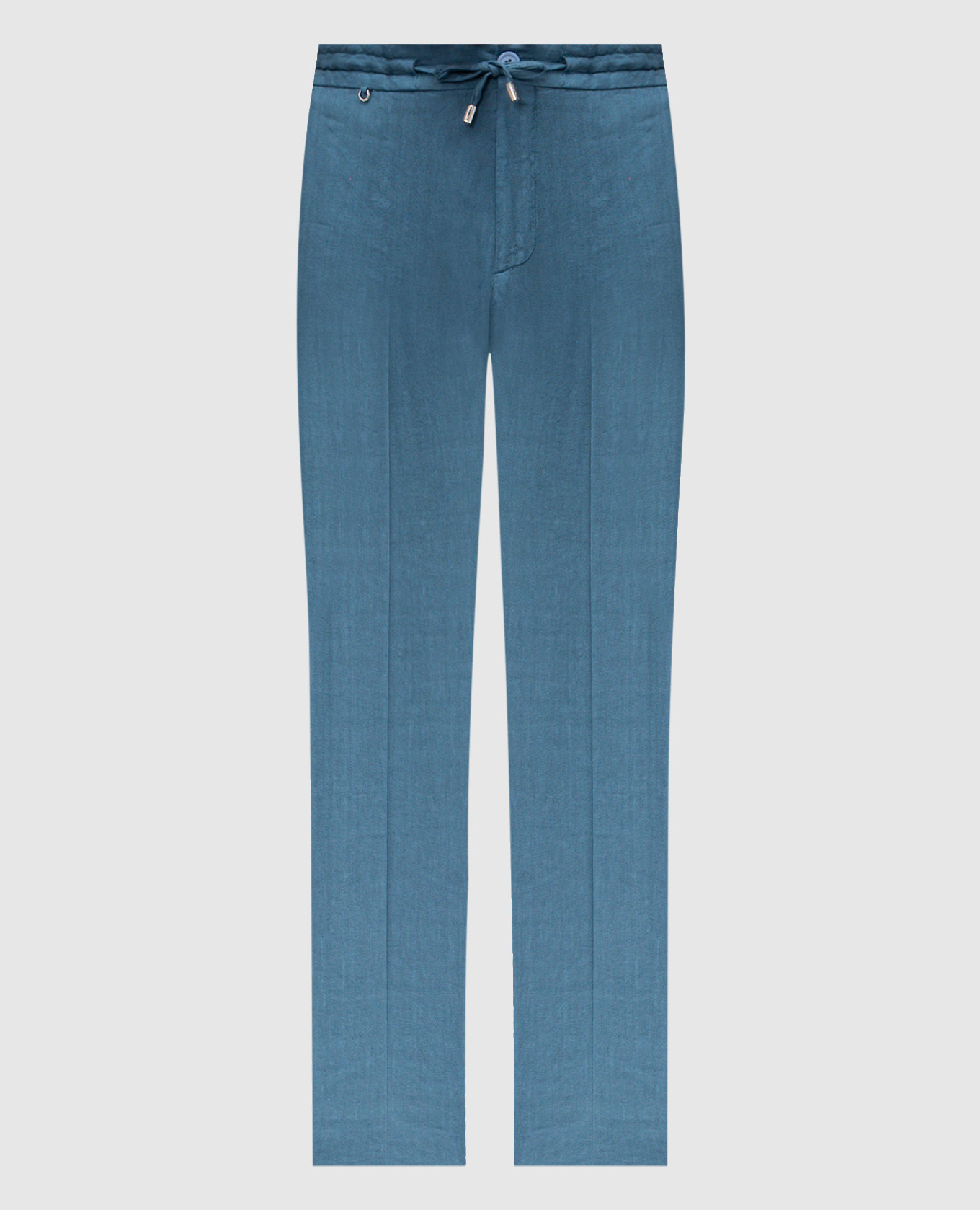 

Blue linen pants with metal logo emblem Stefano Ricci, Light blue