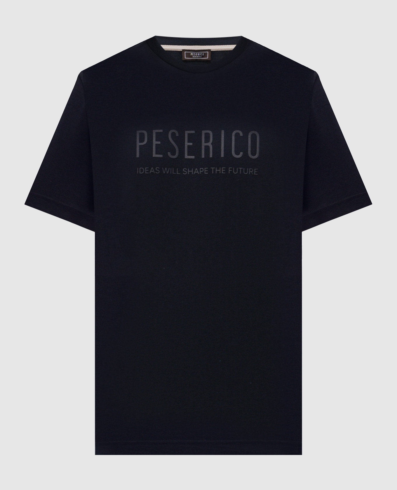 Blue T-shirt with textured logo print Peserico