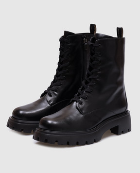 Stuart Weitzman Black leather boots EMERSON with logo SJ340