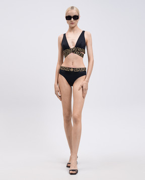 Versace Black swimsuit top with emblem pattern 1008602A232185