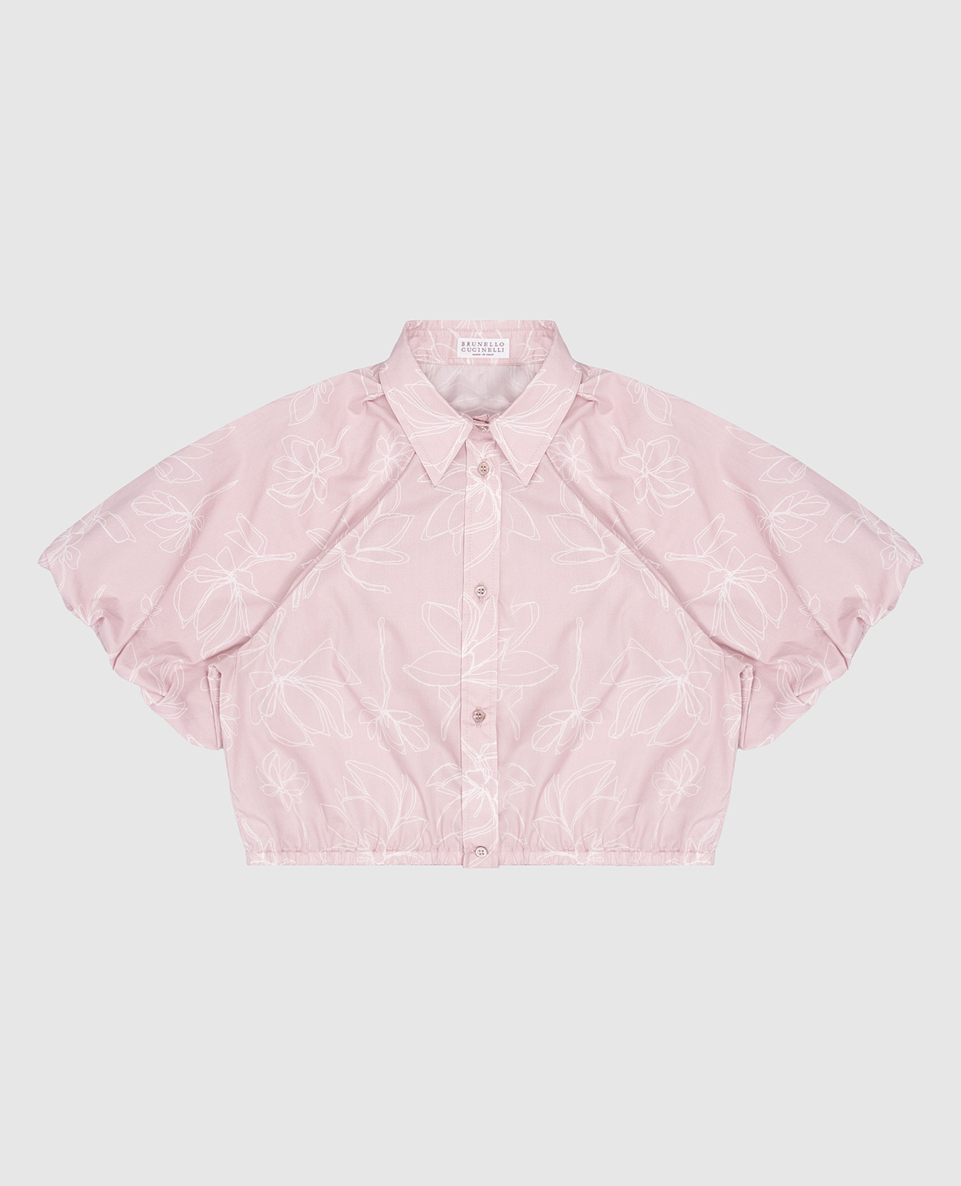 Children's pink blouse with a floral print brunello cucinelli