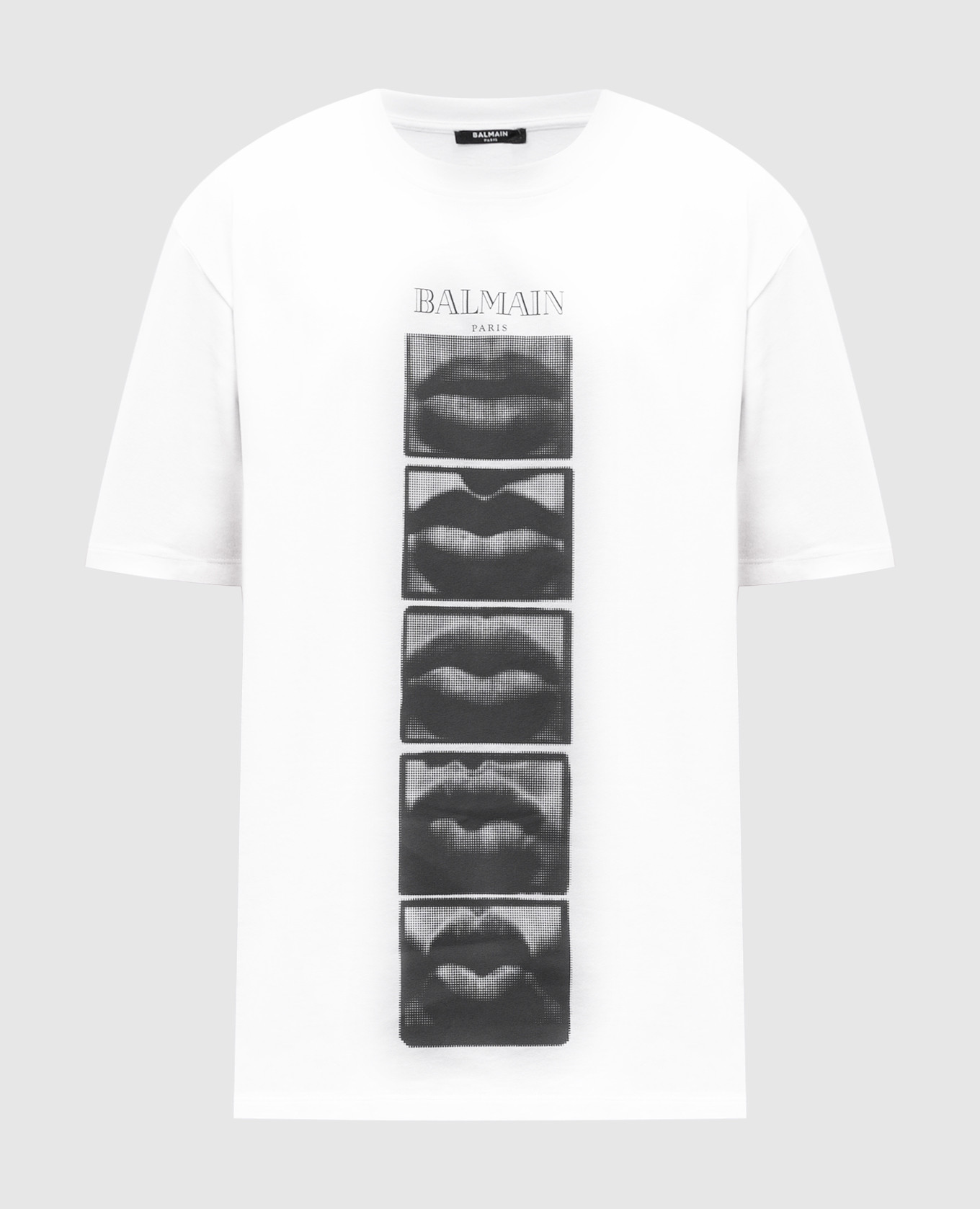 

White t-shirt with LIPS print Balmain