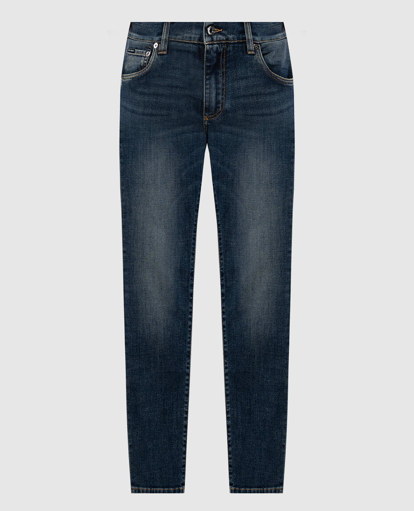 Blue distressed jeans with logo patch Dolce&Gabbana