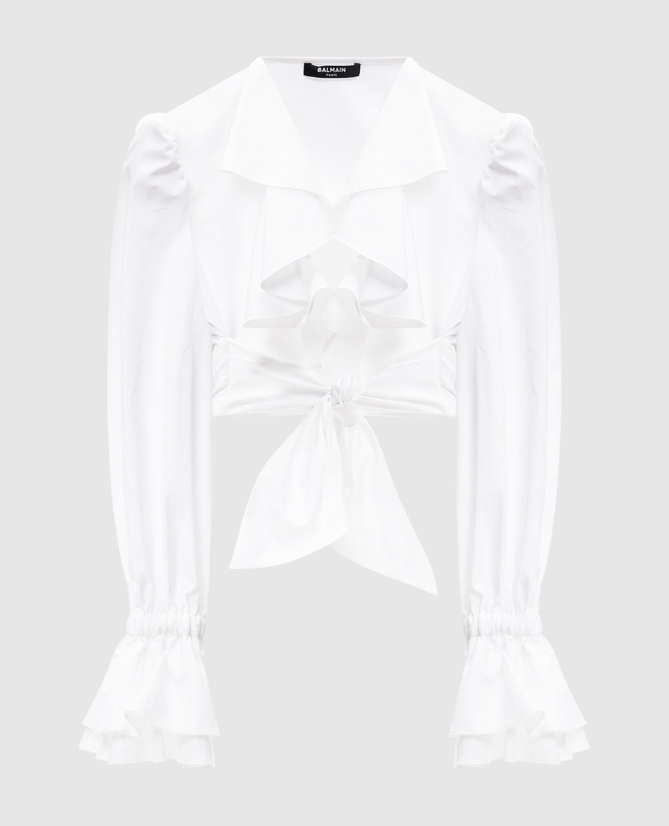 

White cropped blouse with ruffles Balmain