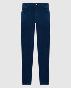 Stefano Ricci Blue jeans with silk with leather logo patch MFT51B1010T299BL
