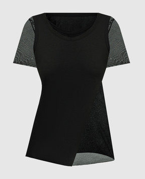 Masnada Black t-shirt with double construction 7692