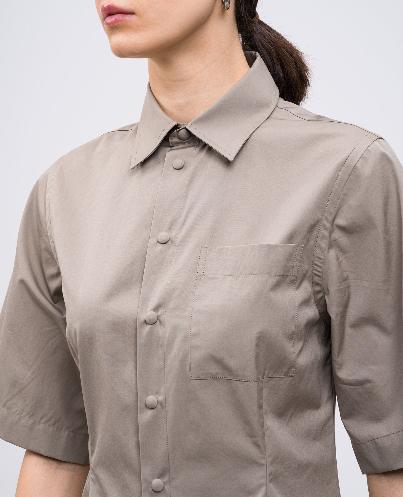Beige shirt dress with emblem Ami Paris 5