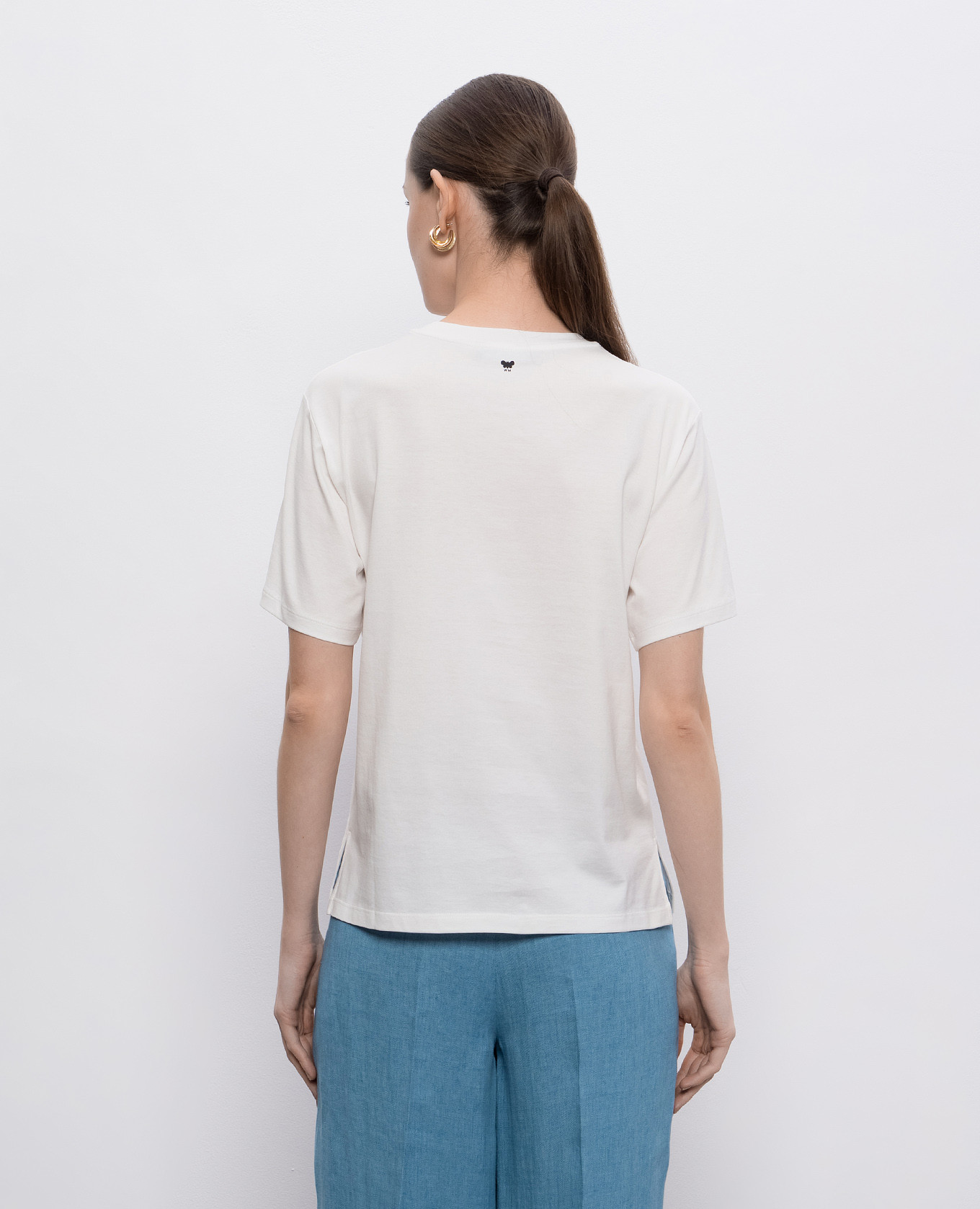 

White CABINA T-shirt with logo embroidery Max Mara Weekend