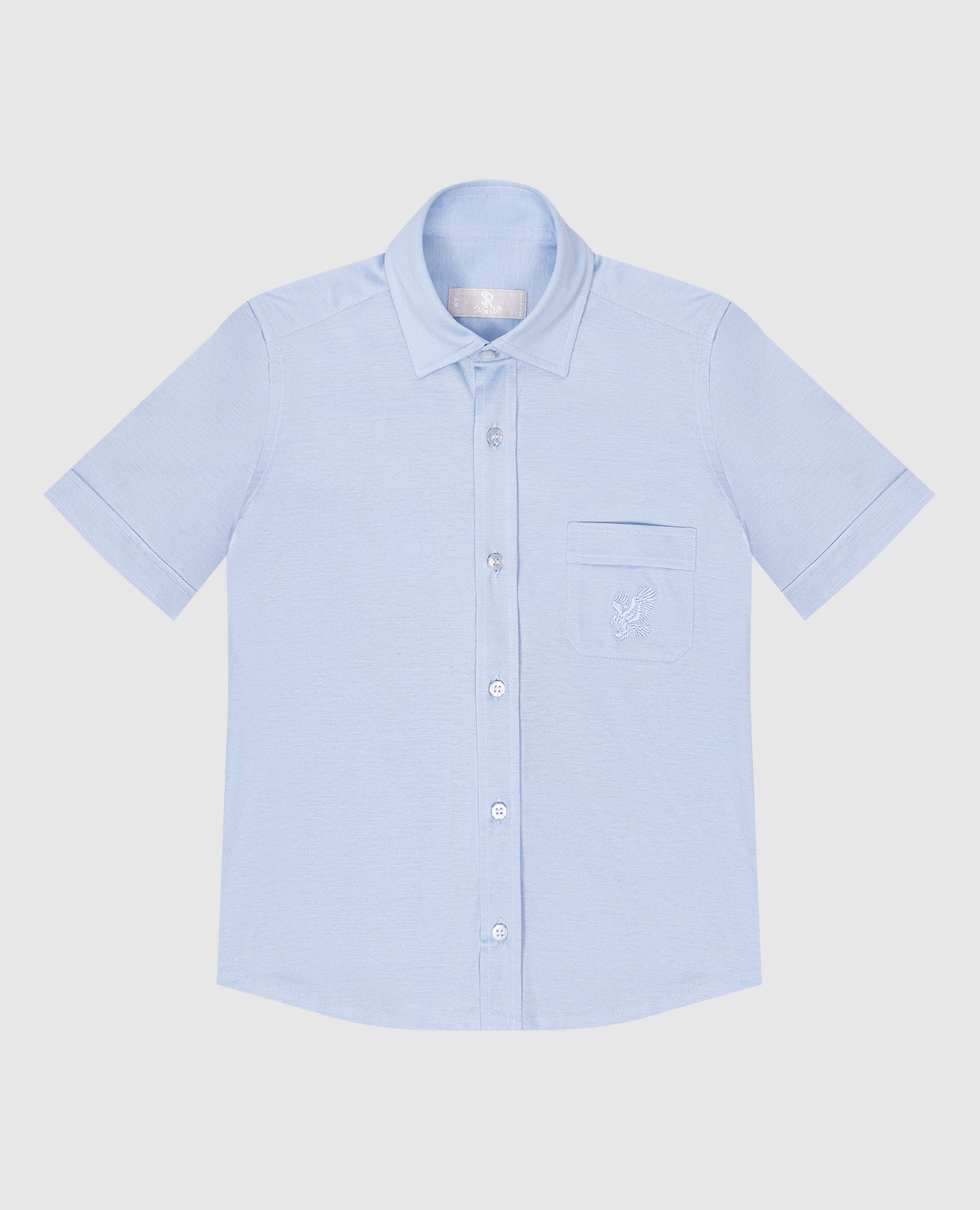 Children's blue shirt with logo embroidery stefano ricci