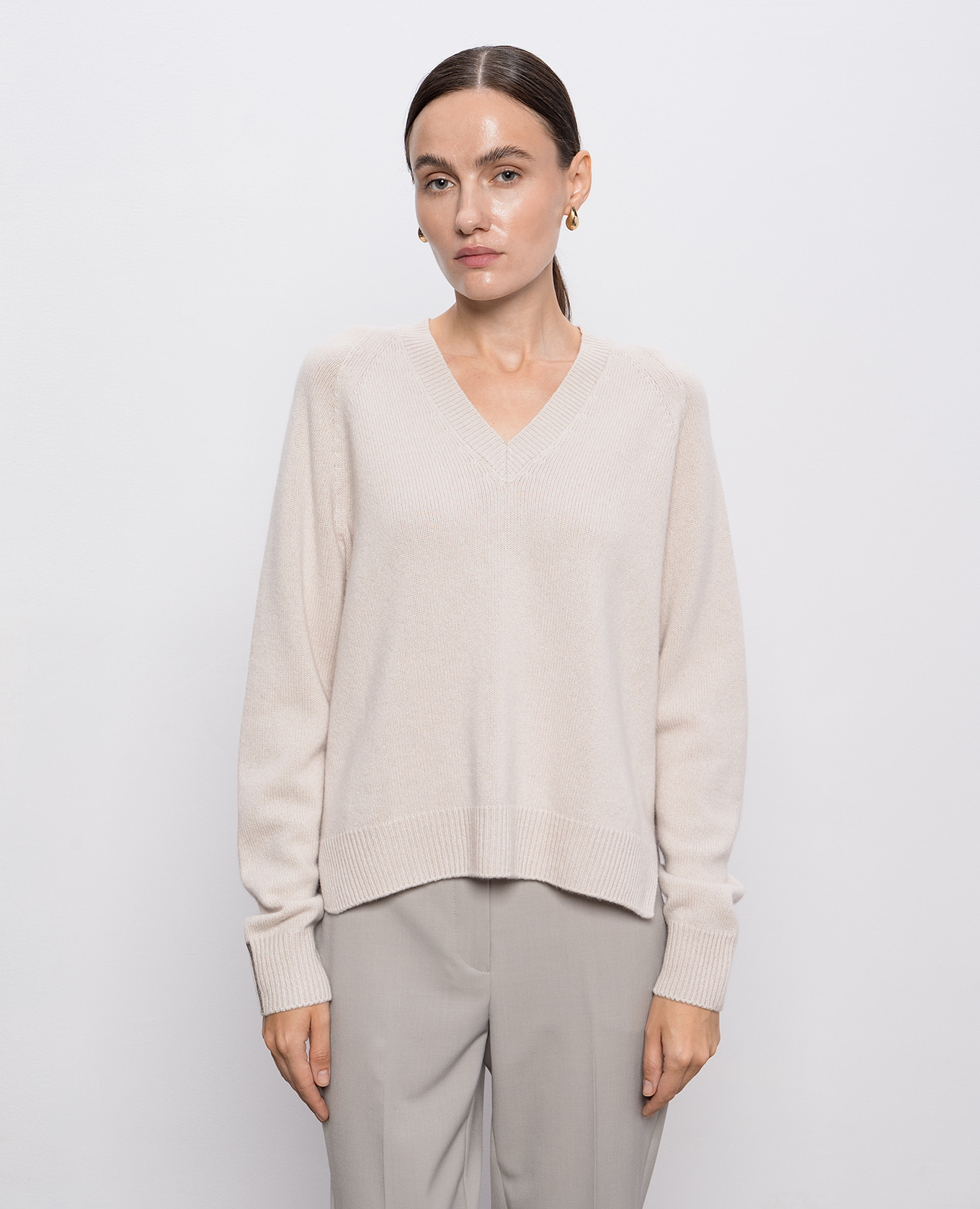 Beige wool, silk and cashmere pullover Peserico 3