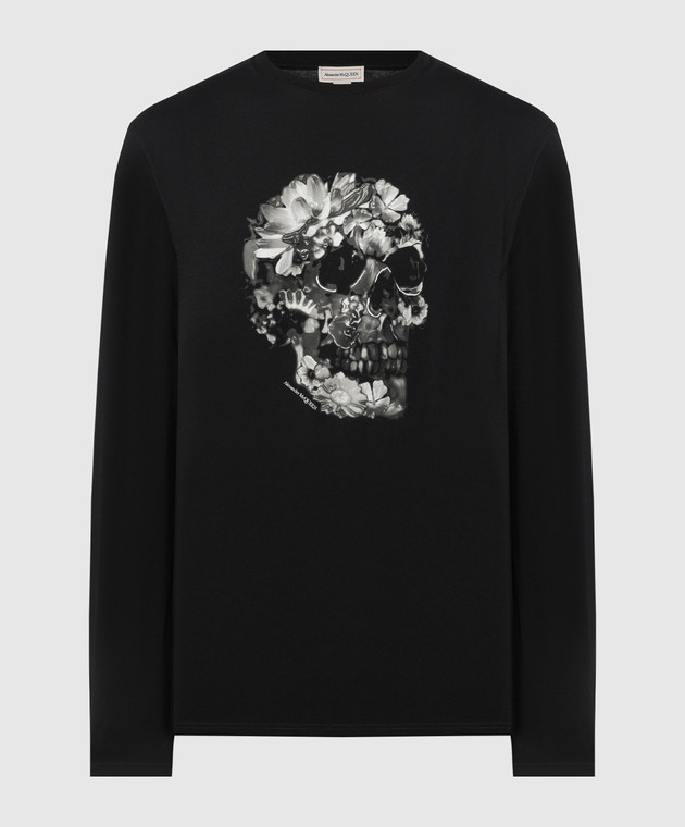 alexander mcqueen★素敵!Black Floral Skull Print T Shirt Alexander McQueen - Black longsleeve with Wax Flower Skull