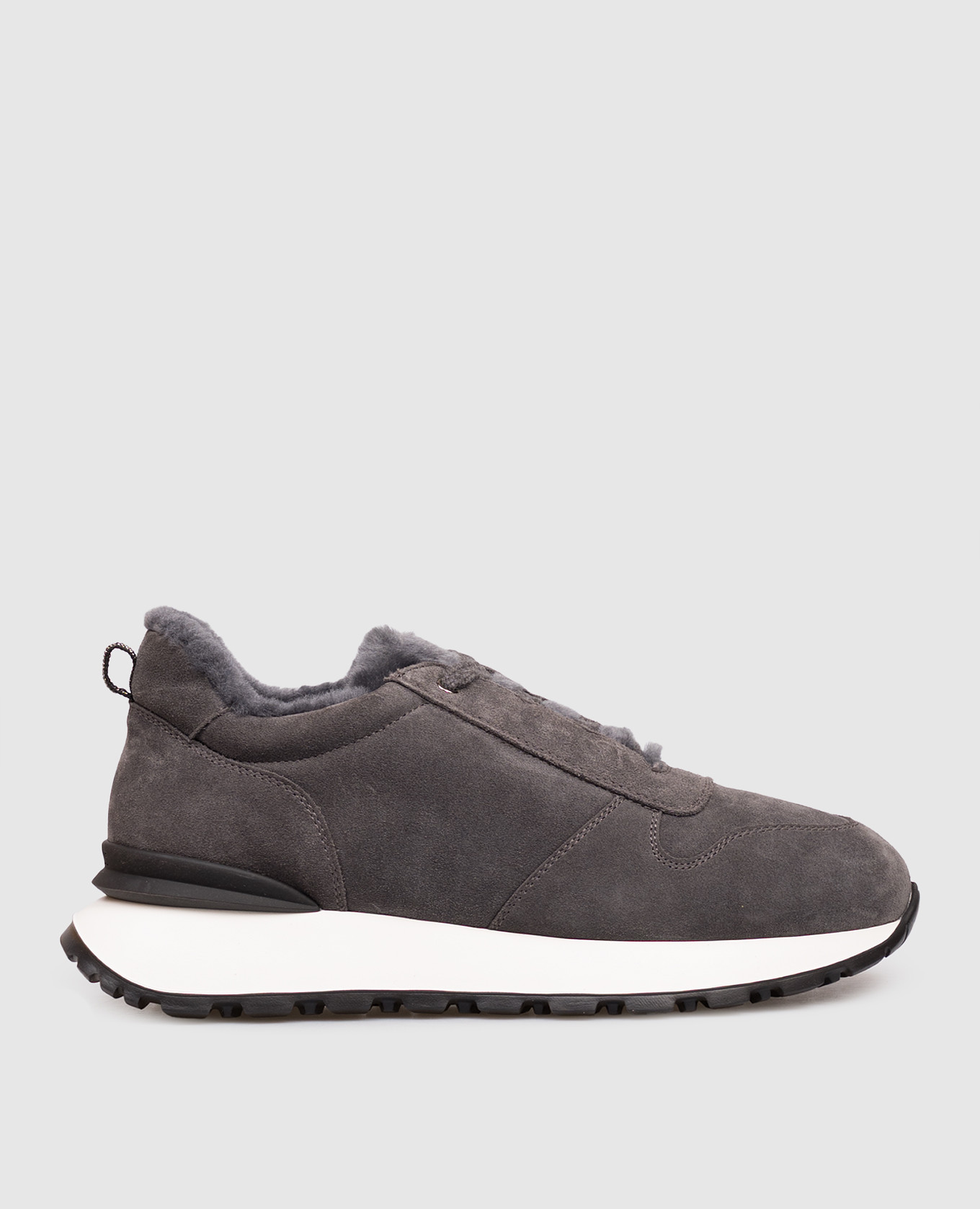 Gray suede sneakers with fur Doucal's