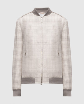 Stefano Ricci Gray wool, silk and linen check bomber jacket MDJ5100180LP51HA