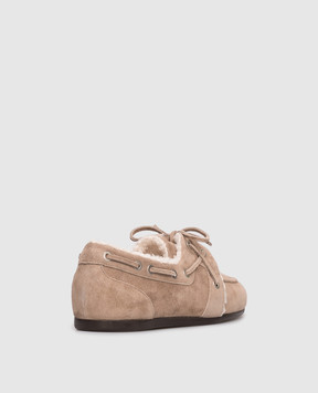 Peserico Beige suede topsiders A39706C0CC607