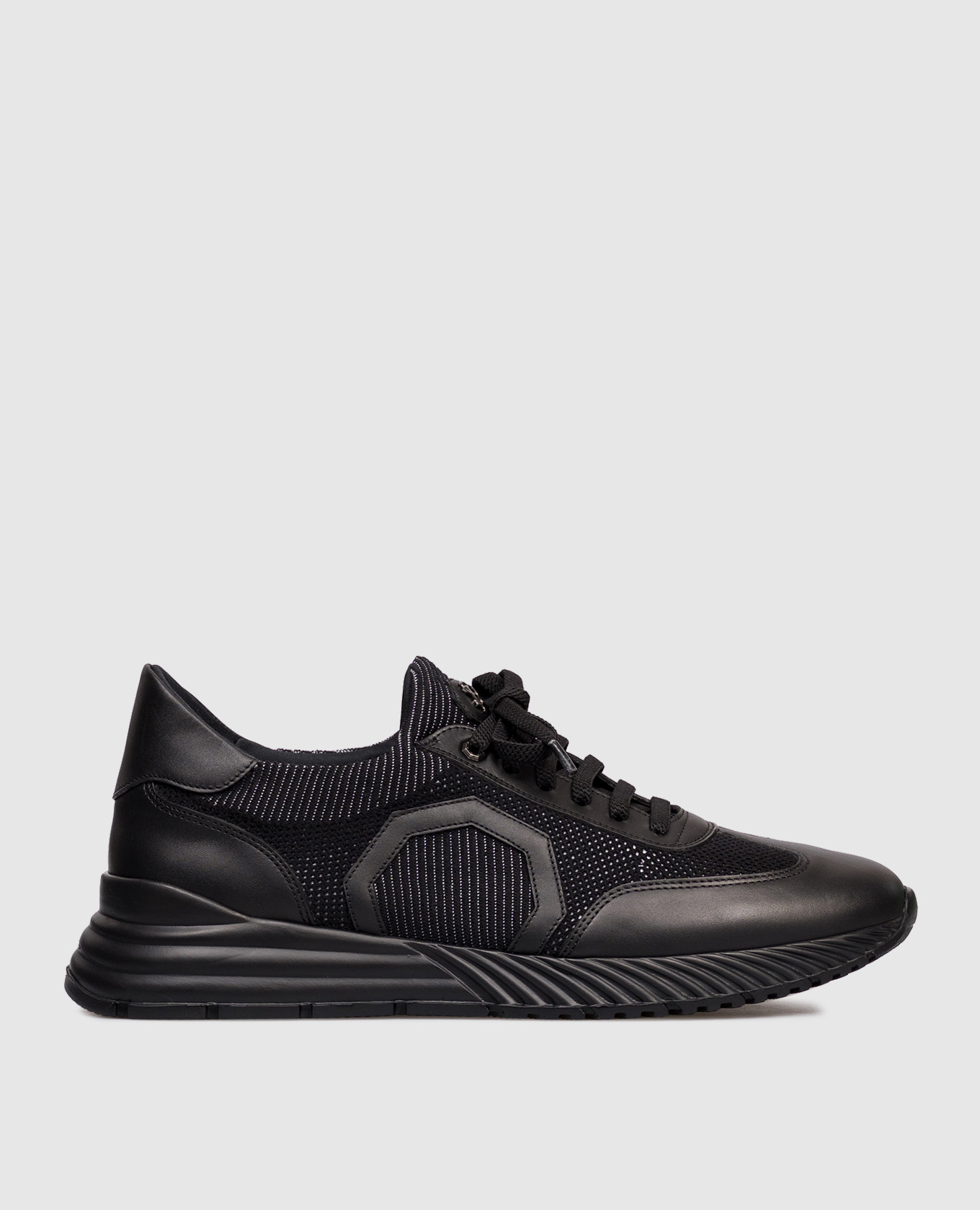 Black combination sneakers with monogram logo Stefano Ricci