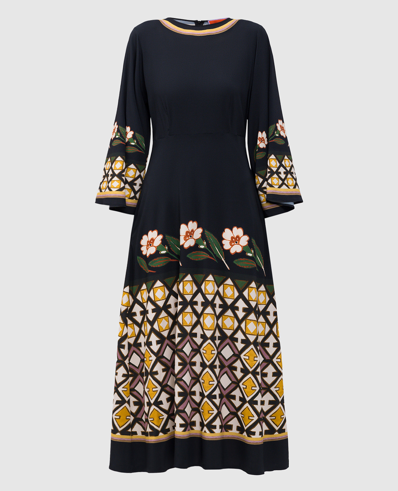 

Sorella blue printed silk midi dress La DoubleJ