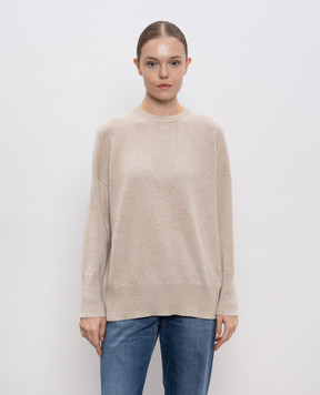 Brunello Cucinelli Beige cashmere sweater with monil chain M12707300