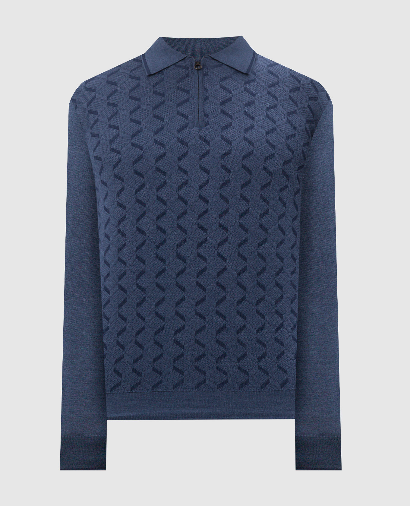 

Blue patterned wool, silk and cashmere polo Stefano Ricci