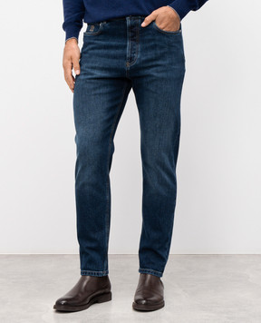 Brunello Cucinelli Blue jeans with logo patch M283PO1090