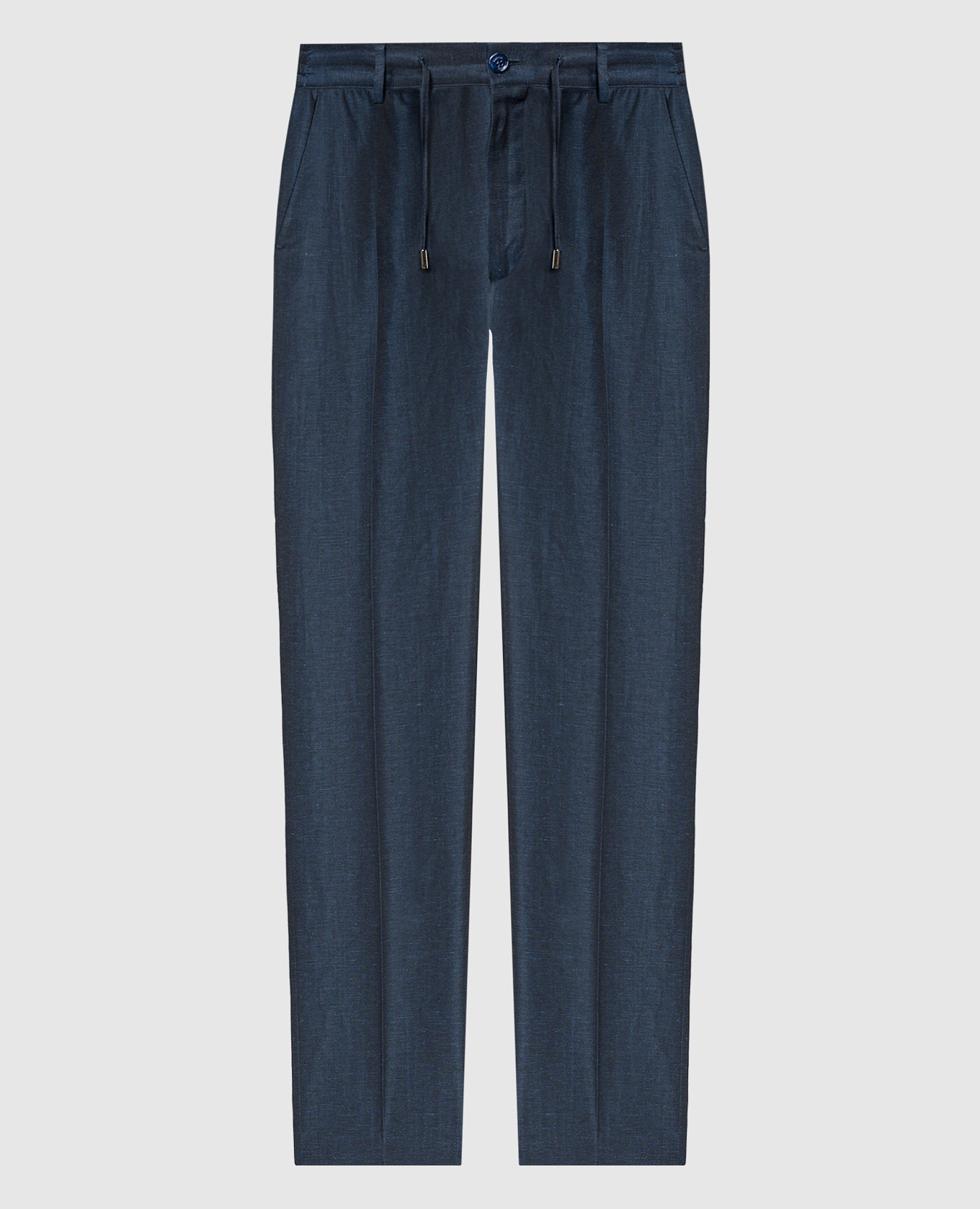 

Blue trousers in wool and linen with a metallic logo Stefano Ricci