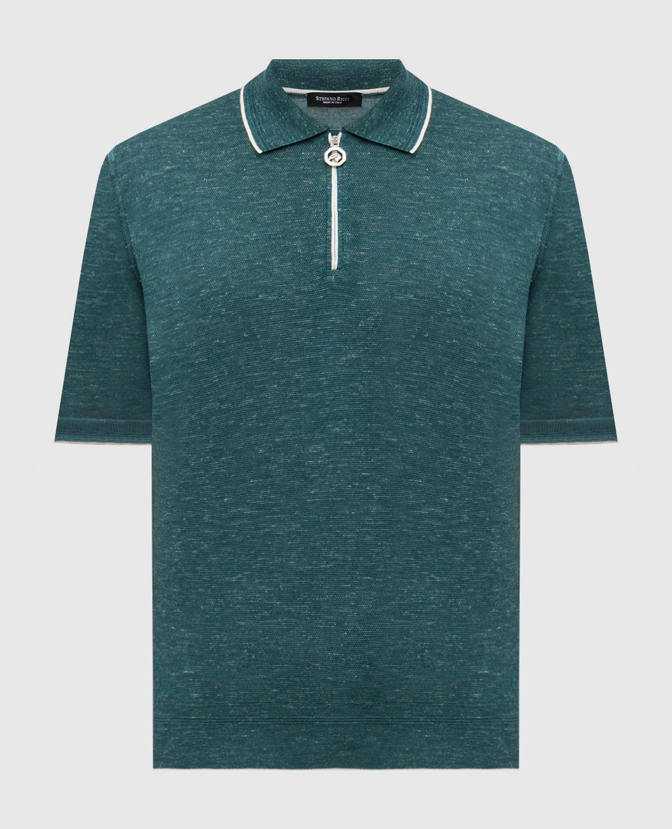 

Green silk, cashmere and linen polo shirt Stefano Ricci