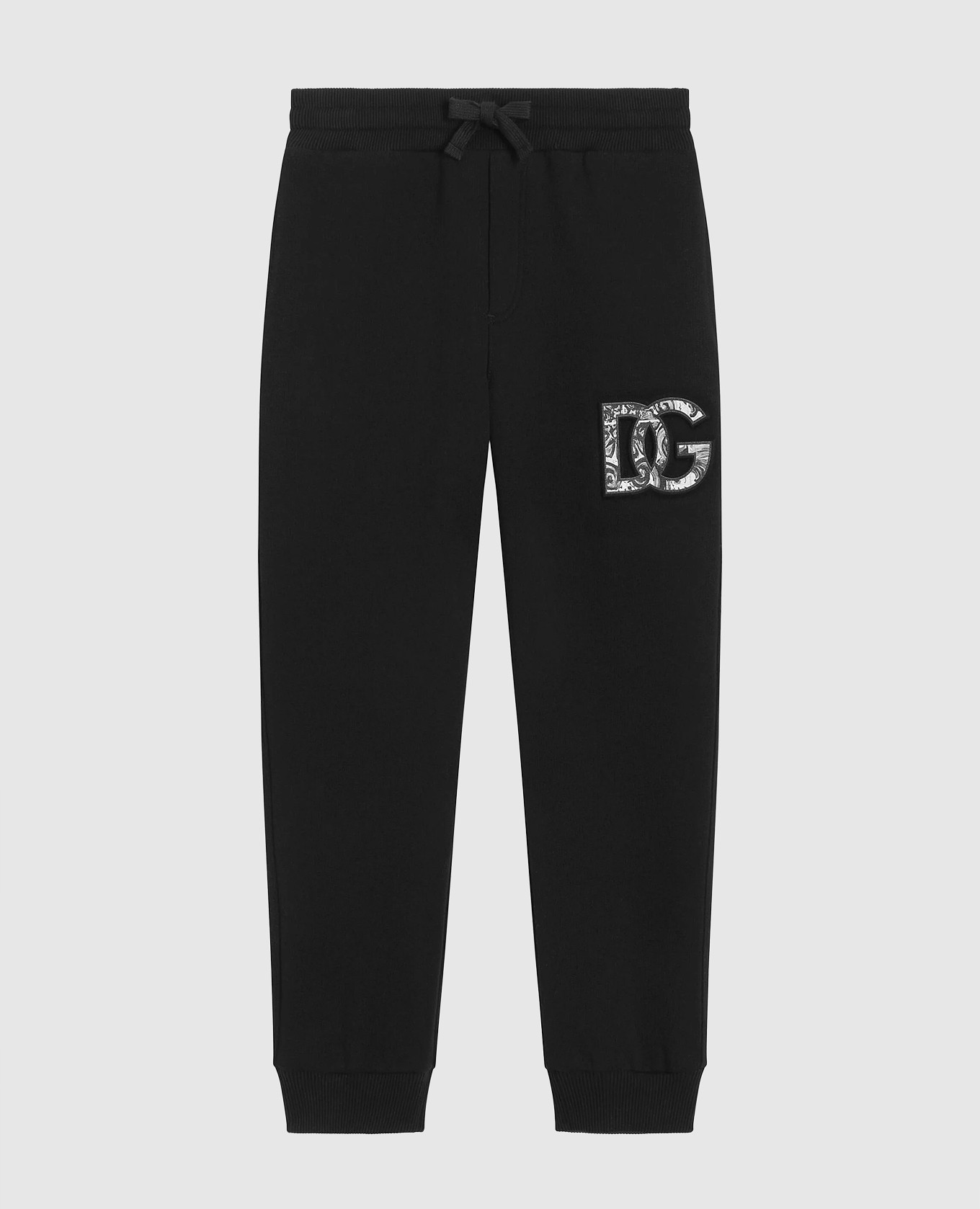 Kids&#39; black joggers with textured monogram logo Dolce&Gabbana