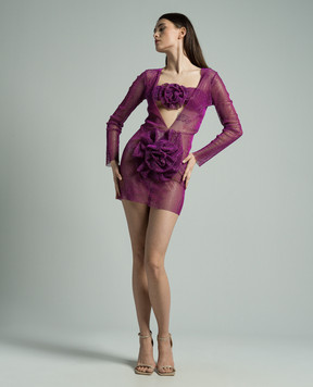 Santa Brands Purple mini dress with crystals and appliqué in the form of a flower MINIDRESSWITHFLOWER